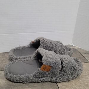 Everfoam Fuzzy Women's Memory Foam Slippers Indoor Gray Cozy House Shoes Sz 9-10